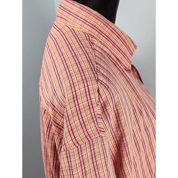 Bugatchi Uomo Mens XL Shirt Plaid Short Sleeve Button Front Pocket Collared - Picture 6 of 11